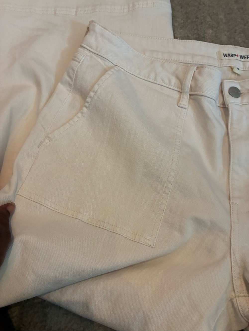 Warp + Weft Women's Cream Patch-Pocket Chinos - Picture 5 of 6
